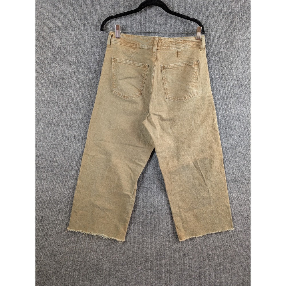 Universal Thread Womens Wide Leg Crop Jeans Tan Khaki Raw Hem Size 10 - Picture 2 of 6